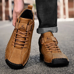 Handmade Leather Men’s Casual Sneakers – Breathable Ankle Boots for Outdoor Style & Comfort