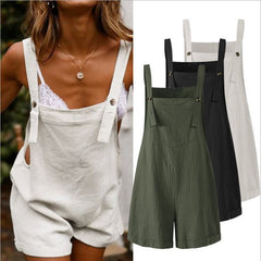 Women’s Boho Loose Jumpsuit – Solid Color Sleeveless Square Collar Overalls & Playsuit for Summer Casual Wear