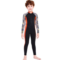 One-Piece Boys’ Long Sleeve Swimsuit – Kids’ Sun Protection Swimwear with Matching Swimming Cap