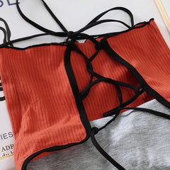 Sexy Slim Fit Open Back Crop Top – Solid Color Women’s Camisole with Chest Cushion Strap