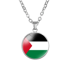 Palestine Necklace – Flag Photo Glass Cabochon Heart & Moon Pendant Chain Choker Jewelry for Men & Women