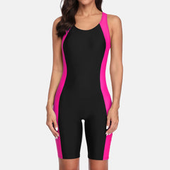 Anfilia One-Piece Women’s Pro Sports Swimwear – Boyleg Knee-Length Sport Swimsuit with Patchwork Design | Bikini Beach Wear & Bathing Suit