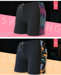 Summer Adult Swimming Trunks – Men's Printed Swim Shorts | Elastic Boxer Swimwear for Beach, Surf & Bathing Suit