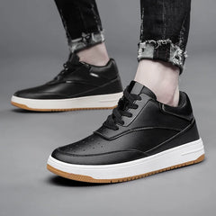 Men's Genuine Leather Height-Increasing Sneakers – Casual White Platform Shoes with 6/8/10CM Lift Insole