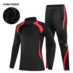 Kids’ Football Tracksuit – Warm Fleece Long Sleeve Soccer Sportswear Set with Sweatshirt & Jogging Jacket for Boys