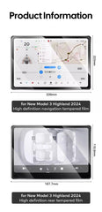 Tempered Glass Film Protector for 2025 Tesla Model Y & 2024 Model 3 Highland – Rear Row Center Control Screen Protection