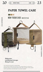 Portable Camping Tissue Case | Roll Paper Storage Bag with Hook | Tent Hanging Napkin Holder