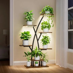 7-Tier Tree-Shaped Indoor Plant Stand with Grow Lights - 42" Sturdy Metal Shelf for Multiple Plants