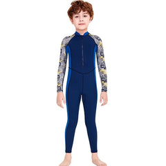 One-Piece Boys’ Long Sleeve Swimsuit – Kids’ Sun Protection Swimwear with Matching Swimming Cap