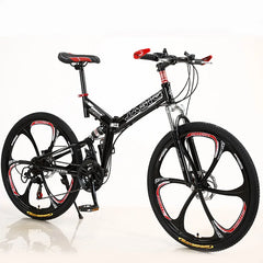 24/26-Inch MTB Folding Mountain Bike – Dual Disc Brakes, Full Suspension, Soft Tail Cross Country Bicycle | Variable Speed City Bike