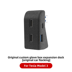 YZ USB HUB Adapter & Quick Charger for Tesla Model 3 (2021) & Model Y (2023) – Glove Box Flocking Car Accessories