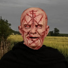 Halloween Realistic Bald Blood Scar Mask Human Face Latex Adults Mask Horror Bloody Headgear Party Cosplay Decor Dress Up Props