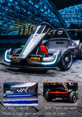 new design 360 degree drifting 24V 10A battery dual drive electric go kart with EVA soft cushion and cool flashing light for kid