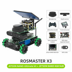 ROSMASTER X3 ROS2 Smart Car Kit – AI Robot with Mecanum Wheels, Lidar, Depth Camera, Voice Control | Compatible with Jetson Nano, Orin NX/Nano SUPER, Raspberry Pi 5