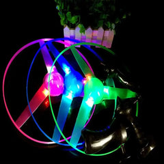 Kids LED Luminous Flying Disc – Pull String UFO Propeller Toy for Outdoor Fun & Sports