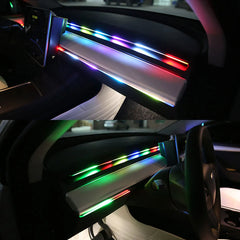 110/140cm Car Ambient LED Lights – RGB Symphony Atmosphere Lamp for Tesla Model 3/Y/S/X with USB APP & Remote