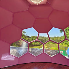 Ford Blue Hexagonal Glass Dome Tent – Luxury Geodesic Igloo House with Aluminum Frame for Outdoor Resort & Camping