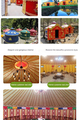 Large Mongolian Yurt Tent – Double Slope Steel & Bamboo Frame, Water-Resistant PVC, Glamping, Farmhouse, Restaurant, BBQ