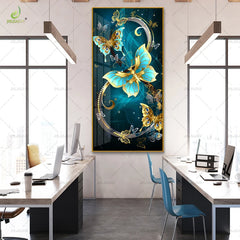 Modern Floral Wall Art – Unique Edge Frame Set Painting for Living Room & Bedroom Decoration