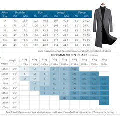 2024 Autumn and Winter Boutique Woolen Black Gray Classic Solid Color Thick Warm Men's Extra Long Wool Trench Coat Male Jacket