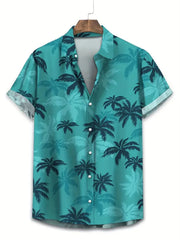 Summer Animal Crane Men's Hawaiian Shirt – 3D Plant & Flower Print Beach Shirt, Plus Size up to 5XL