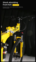 Foldable Mountain Bike for Men & Teens – Dual Shock Absorption, 21-Speed, Road & Off-Road Bicycle for Students & Adults