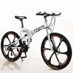 24/26-Inch MTB Folding Mountain Bike – Dual Disc Brakes, Full Suspension, Soft Tail Cross Country Bicycle | Variable Speed City Bike