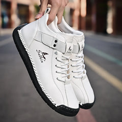 Handmade Leather Men’s Casual Sneakers – Breathable Ankle Boots for Outdoor Style & Comfort