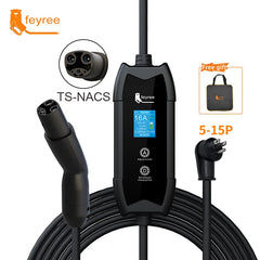 Feyree EV Charger | 3.5kW Portable TS-NACS Plug | LCD Screen | Delay Schedule | Level 1 & 2 Charging Station for Tesla & Electric Vehicles