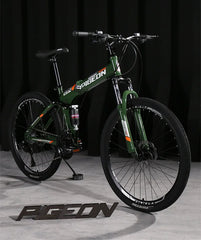 Foldable Mountain Bike for Men & Teens – Dual Shock Absorption, 21-Speed, Road & Off-Road Bicycle for Students & Adults
