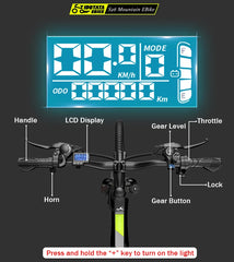 IDOTATA Electric Bicycle 48V 12.8AH Lithium Battery 500W Motor Adult Mountain Electric Bike 21Speed Cycling Bicycle 26INCH Ebike