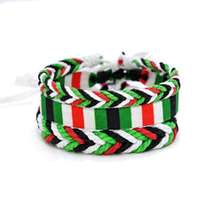 Geometric Polka Dot Palestine Bracelet – Multicolor Handwoven Arabic Style Gaza Flag Jewelry for Men & Women