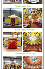Large Mongolian Yurt Tent – Double Slope Steel & Bamboo Frame, Water-Resistant PVC, Glamping, Farmhouse, Restaurant, BBQ