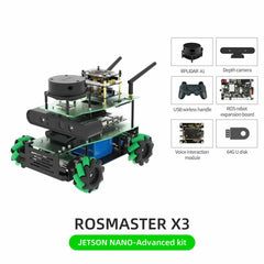 ROSMASTER X3 ROS2 Smart Car Kit – AI Robot with Mecanum Wheels, Lidar, Depth Camera, Voice Control | Compatible with Jetson Nano, Orin NX/Nano SUPER, Raspberry Pi 5