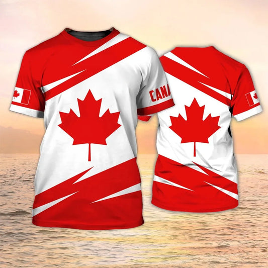 Canada Flag Maple Leaf T-Shirt – Unisex Sports Streetwear, Short Sleeve Tee & Kids Canadian Football Jersey