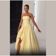 Fashion Printed Curling Edge Off-Shoulder Dress – Irregular Neck, Open Fork Gown for Summer Cocktail Parties | New Women’s Vestido