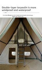 Triangular Double-Layer Oxford Tent – 2-Story Luxury Villa Cabin with Galvanized Frame | Rainproof & Anti-Light Glamping Tent for Outdoor Camping