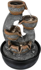 Fountain with LED Lights - Small Desktop Waterfall Fountain for Peaceful & Relaxing Water Sound, Home & Office Decoration