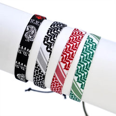 Geometric Polka Dot Palestine Bracelet – Multicolor Handwoven Arabic Style Gaza Flag Jewelry for Men & Women