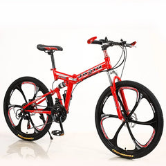 24/26-Inch MTB Folding Mountain Bike – Dual Disc Brakes, Full Suspension, Soft Tail Cross Country Bicycle | Variable Speed City Bike