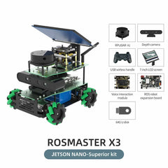 ROSMASTER X3 ROS2 Smart Car Kit – AI Robot with Mecanum Wheels, Lidar, Depth Camera, Voice Control | Compatible with Jetson Nano, Orin NX/Nano SUPER, Raspberry Pi 5