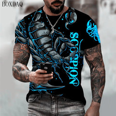 Men's Scorpion Graphic T-Shirt – 3D Animal Print Short Sleeve O-Neck Street Style Casual Top (Up to 6XL)