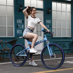 24/26-Inch MTB Folding Mountain Bike – Dual Disc Brakes, Full Suspension, Soft Tail Cross Country Bicycle | Variable Speed City Bike