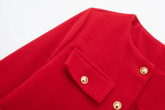 Women Elegant Cropped Jacket Women's Fashion Jacket O-Neck Long Sleeved Flip Pocket Coat Female Casual Outwear Tops