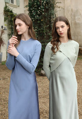 Spring Summer Women’s Elegant Satin Maxi Dress with Knitted Top | 2-Piece Floor-Length Outfit Set