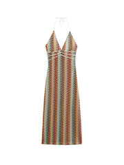 Deep V-Neck Summer Dress for Women – Sexy High-Waisted Sleeveless Backless Halter Gown | Elegant Party & Prom Vestido