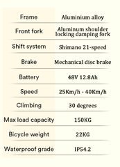 IDOTATA Electric Bicycle 48V 12.8AH Lithium Battery 500W Motor Adult Mountain Electric Bike 21Speed Cycling Bicycle 26INCH Ebike