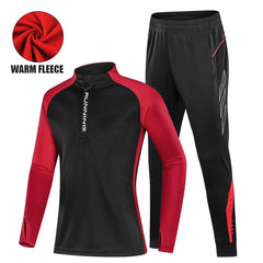 Kids’ Football Tracksuit – Warm Fleece Long Sleeve Soccer Sportswear Set with Sweatshirt & Jogging Jacket for Boys