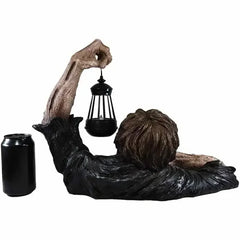 Halloween Zombie Crawling Horror Decor,Scary Zombie Holding Lantern Outdoor Figurine Garden Yard Decorations Haunted House Props