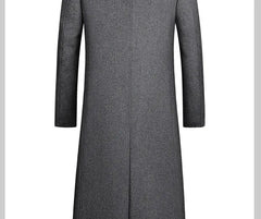 2024 Autumn and Winter Boutique Woolen Black Gray Classic Solid Color Thick Warm Men's Extra Long Wool Trench Coat Male Jacket